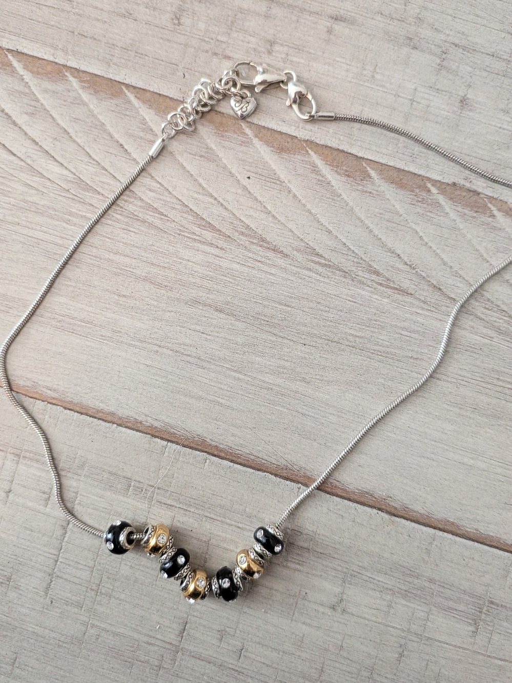 customizable Brighton silver snake chain charm necklace Beads Included